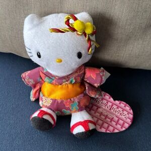 Hello Kitty Japanese Kimono Plush Doll‎ 6" By Sanrio Floral Flip Flops Bow 2000